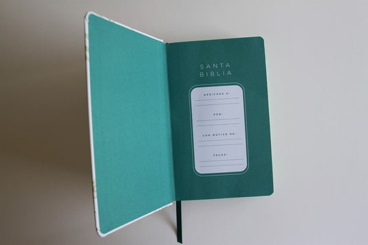 Biblia RVR 1960, Letra Grande, Tamaño Manual, tapa dura blanca flores