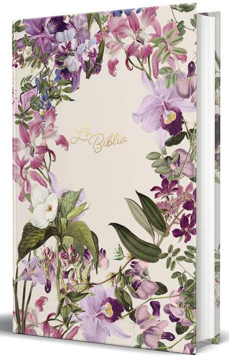 Biblia Católica, Letra Grande, Tapa dura morada con flores