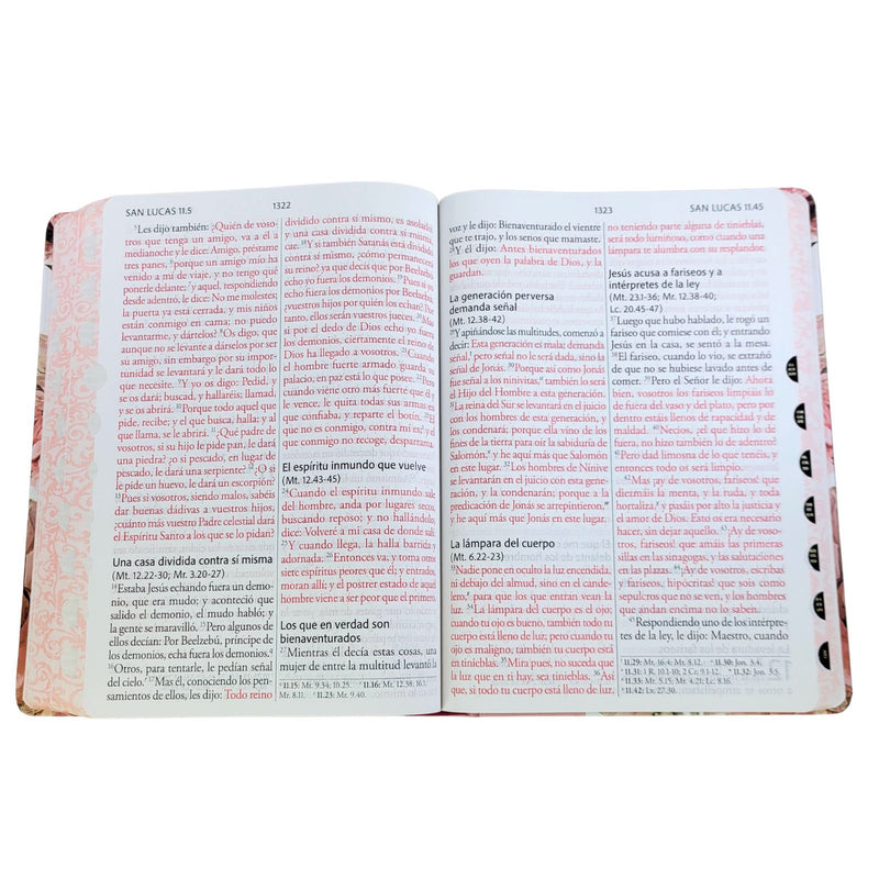 Cargue la imagen en el visor de la galería, Biblia RVR 1960, Letra Súper Gigante, con índice, tapa dura/tela rosa floreada
