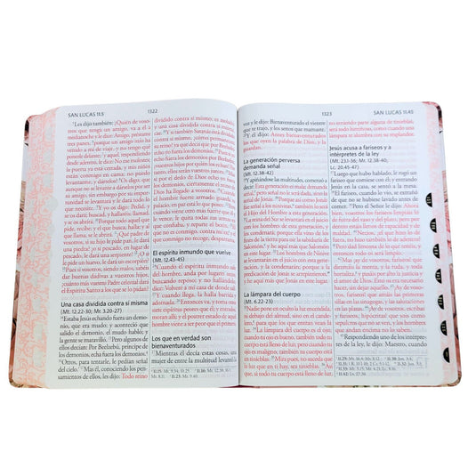 Biblia RVR 1960, Letra Súper Gigante, con índice, tapa dura/tela rosa floreada