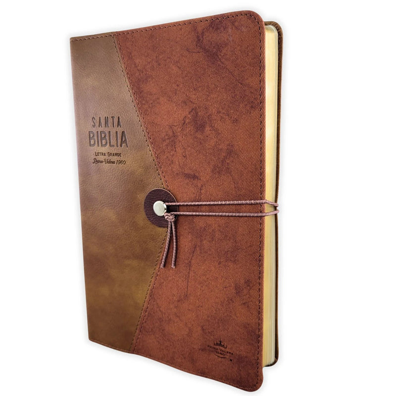 Cargue la imagen en el visor de la galería, Biblia RVR 1960, Tamaño Manual, cierre elástico, imitación piel café
