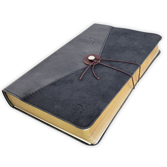 Biblia RVR 1960, Tamaño Manual, cierre elástico, imitación piel negro