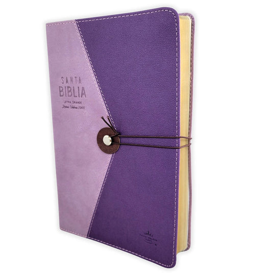 Biblia RVR 1960, Tamaño Manual, cierre elástico, imitación piel lila