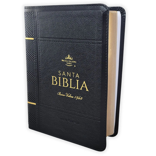 Biblia RVR 1960, Tamaño portátil, Letra Grande, imitación piel negro