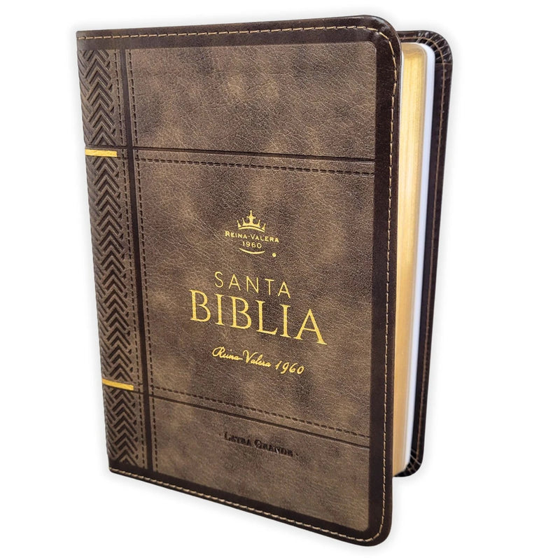 Cargue la imagen en el visor de la galería, Biblia RVR 1960, Tamaño portátil, Letra Grande, imitación piel café mocha
