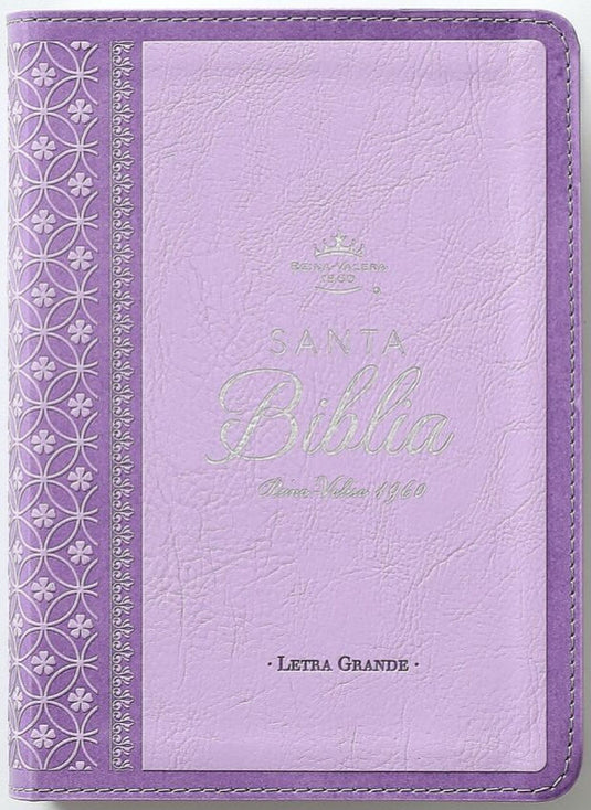 Biblia RVR 1960, Tamaño portátil, Letra Grande, imitación piel lila