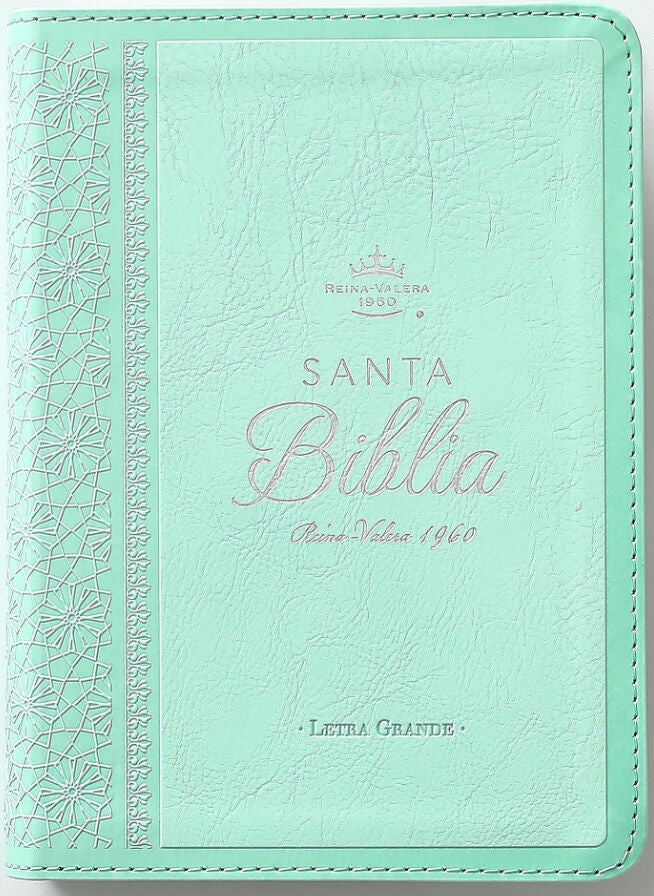 Cargue la imagen en el visor de la galería, Biblia RVR 1960, Tamaño portátil, Letra Grande, imitación piel menta
