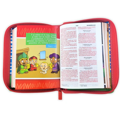Cargue la imagen en el visor de la galería, Biblia Mi Gran Viaje RVV 1960, Cierre zíper, imitación piel roja con asa
