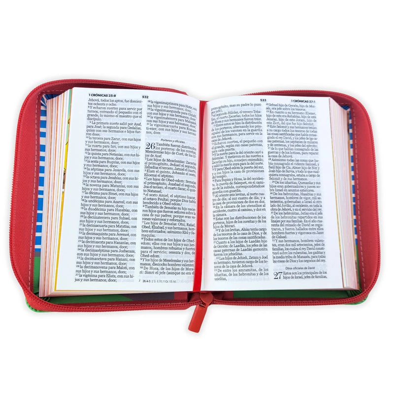Cargue la imagen en el visor de la galería, Biblia Mi Gran Viaje RVV 1960, Cierre zíper, imitación piel roja con asa
