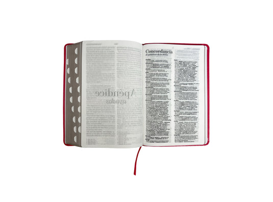 Biblia RVR 1960, Letra Grande, con índice, imitación piel fucsia