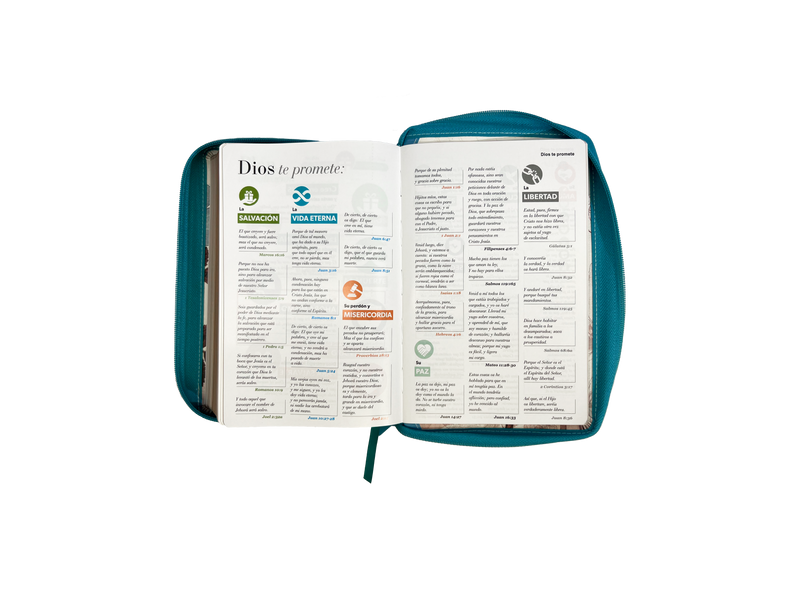 Cargue la imagen en el visor de la galería, Biblia RVR 1960, Cierre zíper, Letra Gigante, imitación piel turquesa Flores
