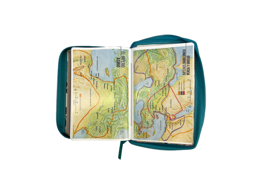 Biblia RVR 1960, Cierre zíper, Letra Gigante, imitación piel turquesa Flores