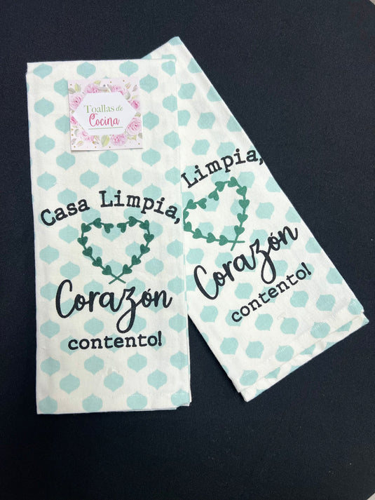 Toalla de cocina "Casa limpia, Corazón contento”