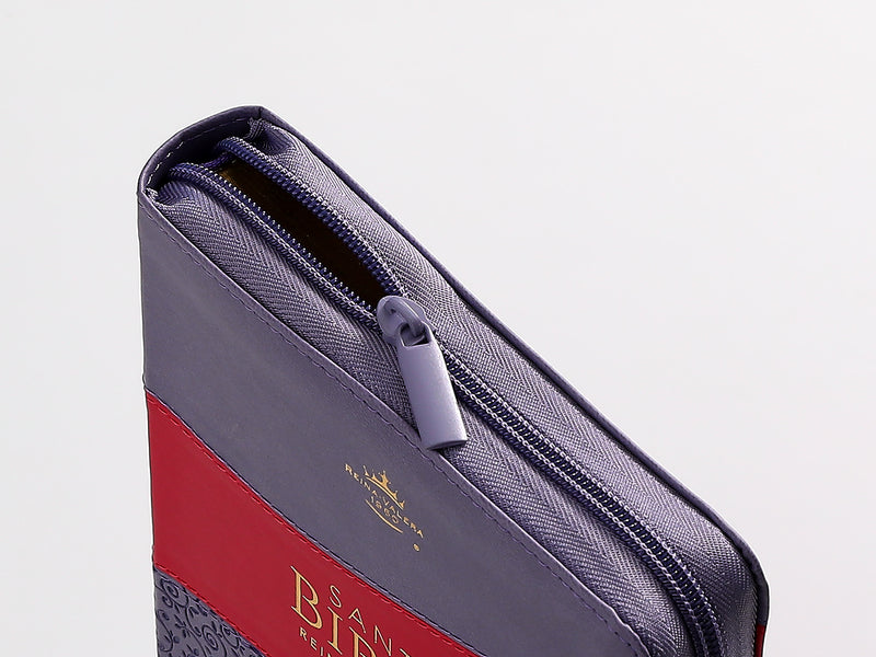 Cargue la imagen en el visor de la galería, Biblia RVR 1960, Tamaño manual, Cierre zíper, Letra Grande, imitación piel bitono morada
