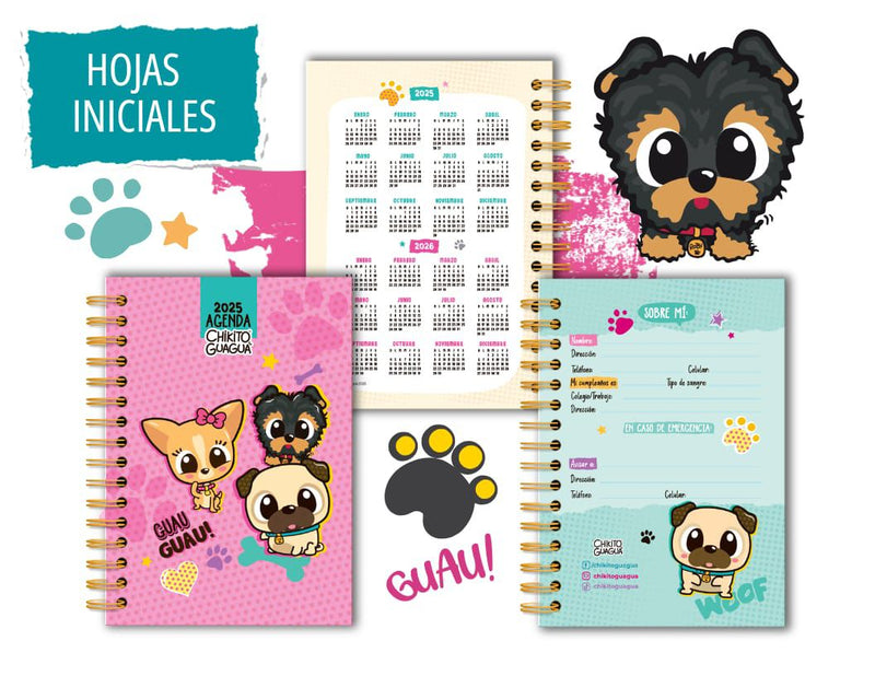 Cargue la imagen en el visor de la galería, Agenda espiral Chikito GuaGua 2025 (negra)
