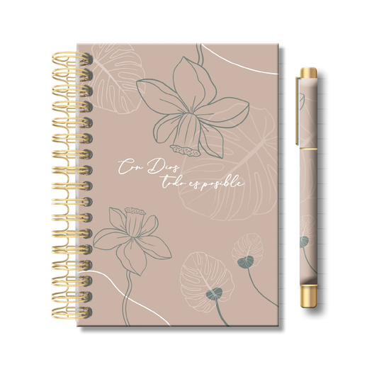 Set de libreta con lapicero café | Con Dios todo es posible