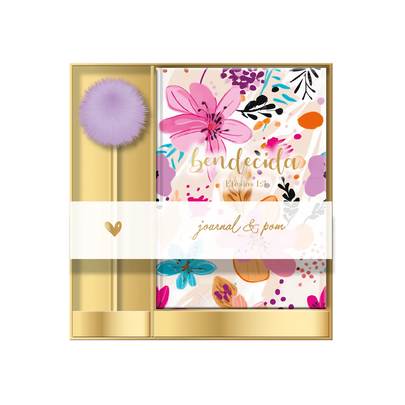 Cargue la imagen en el visor de la galería, Libreta Journal con lapicero pom pom | Bendecida
