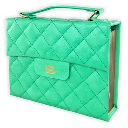 Biblia cartera RV1960 con broche magnético, imitación piel verde menta
