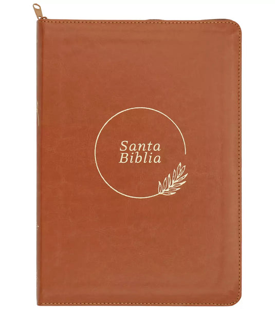 Santa Biblia RVR 1960, Letra Grande, Edición zíper con referencias (SentiPiel café)