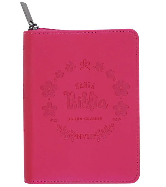 Biblia NVI, Tamaño Bolsillo, Cierre zíper, Fucsia tornasol