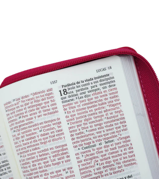 Biblia NVI, Tamaño Bolsillo, Cierre zíper, Fucsia tornasol