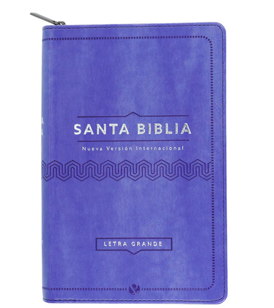 Biblia NVI, Tamaño Manual, Letra Grande, Cierre zíper, Lila