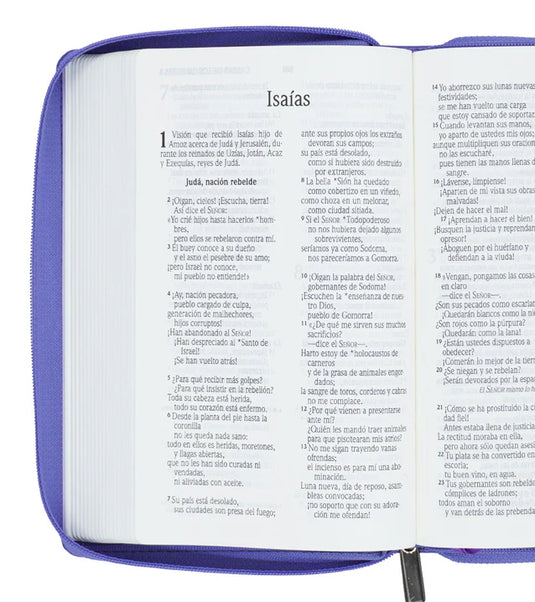 Biblia NVI, Tamaño Manual, Letra Grande, Cierre zíper, Lila