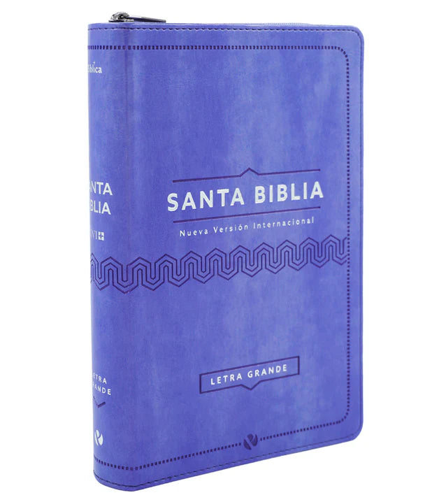 Cargue la imagen en el visor de la galería, Biblia NVI, Tamaño Manual, Letra Grande, Cierre zíper, Lila
