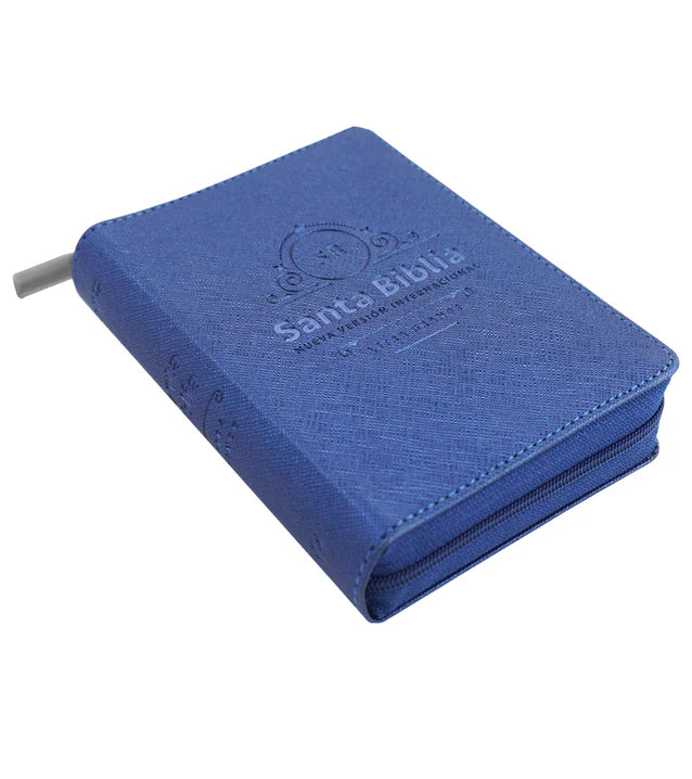 Cargue la imagen en el visor de la galería, Biblia NVI, Tamaño Bolsillo, Cierre zíper, Azul metalizado
