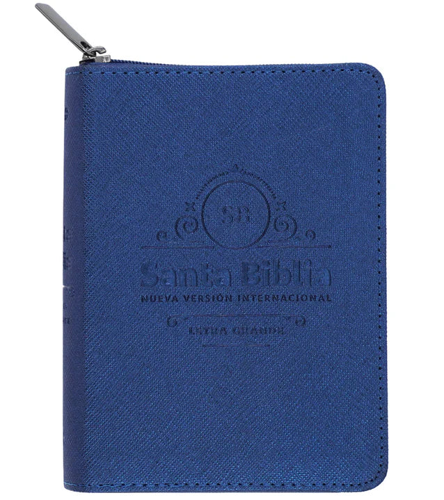 Cargue la imagen en el visor de la galería, Biblia NVI, Tamaño Bolsillo, Cierre zíper, Azul metalizado
