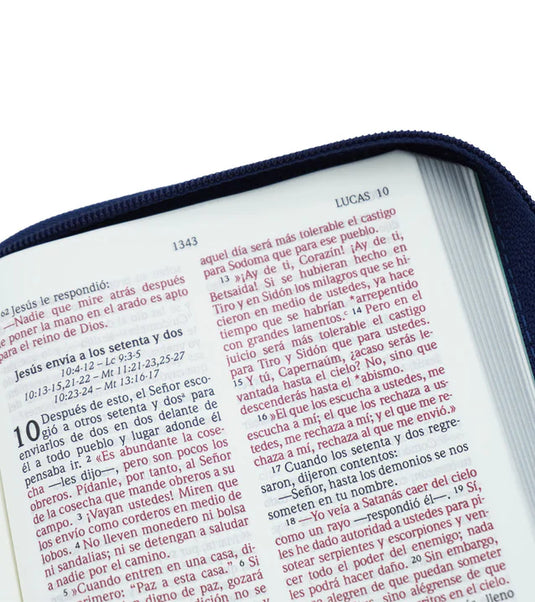 Biblia NVI, Tamaño Bolsillo, Cierre zíper, Azul metalizado