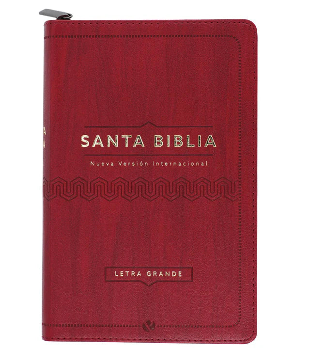 Cargue la imagen en el visor de la galería, Biblia NVI, Tamaño Manual, Letra Grande, Cierre zíper, Vino

