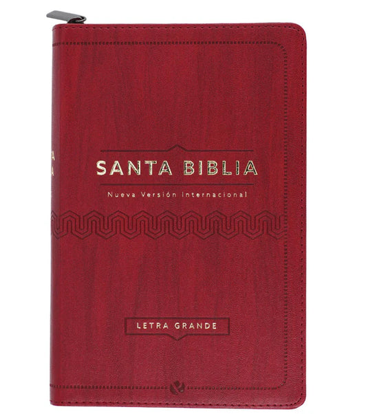 Biblia NVI, Tamaño Manual, Letra Grande, Cierre zíper, Vino