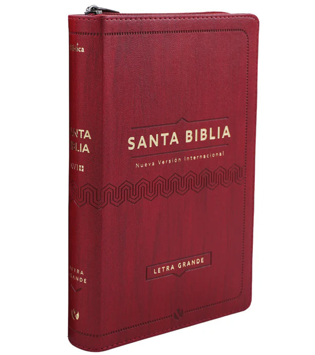 Biblia NVI, Tamaño Manual, Letra Grande, Cierre zíper, Vino
