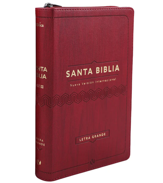 Biblia NVI, Tamaño Manual, Letra Grande, Cierre zíper, Vino