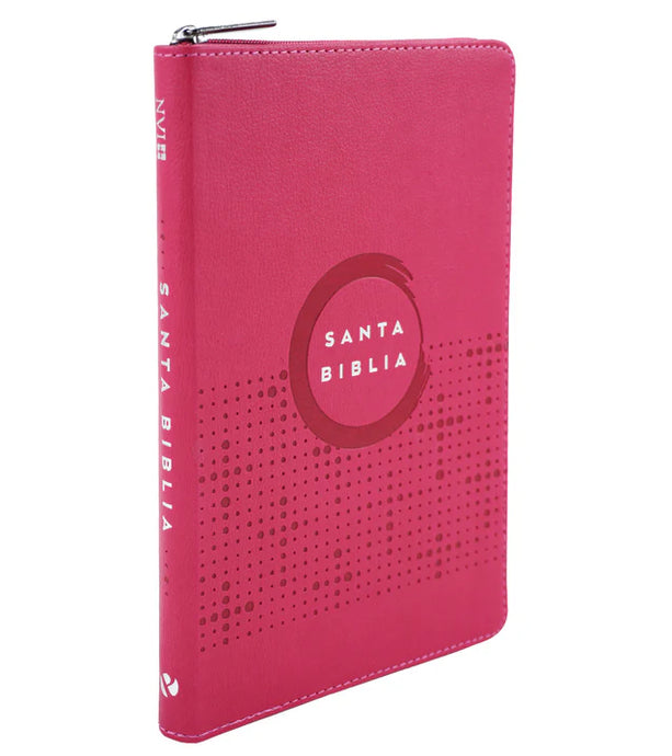 Biblia NVI, Ultrafina, Cierre zíper, imitación piel fucsia