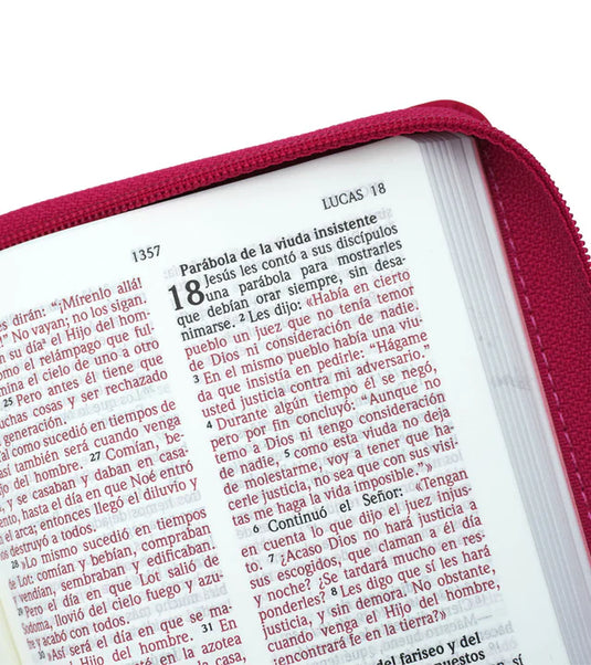 Biblia NVI, Ultrafina, Cierre zíper, imitación piel fucsia