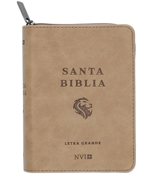 Biblia NVI Letra Grande, Tamaño Bolsillo, Cierre zíper, Marrón claro