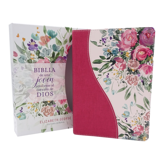 Biblia de una Joven Conforme al Corazón de Dios RVR 1960, lujo floral