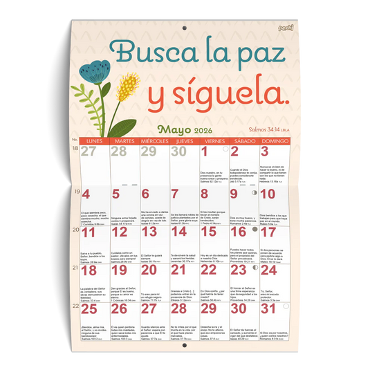 Calendario de pared Pechi 2026 Fe y esperanza