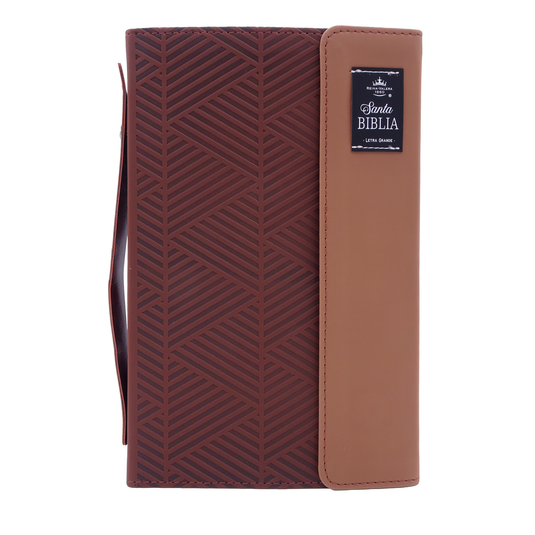 Biblia RVR 1960, Letra Grande, agarradera, cierre magnético, imitación piel café