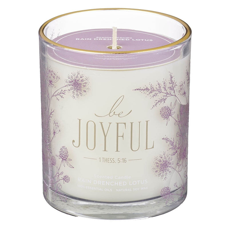 Cargue la imagen en el visor de la galería, Vela aromática en vaso de vidrio "Always Be Joyful" – 1 Tesalonicenses 5:16-18
