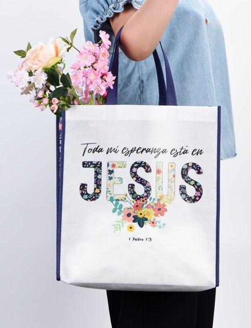Cargue la imagen en el visor de la galería, Bolsa de tela &quot;Toda mi esperanza está en Jesús&quot; 1 Pedro 1:3
