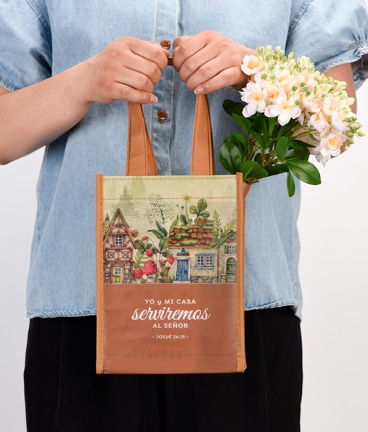 Bolsa de tela pequeña "Yo y mi casa serviremos al Señor" Josué 24:15