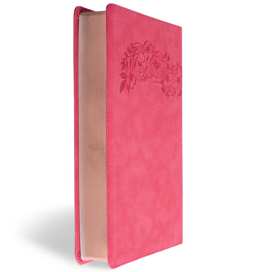 Biblia RVR 1960, Letra Súper Gigante, símil piel fucsia floral