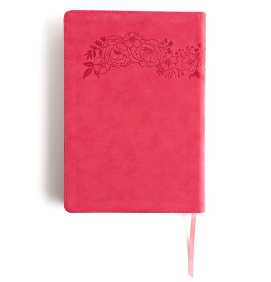 Biblia RVR 1960, Letra Súper Gigante, símil piel fucsia floral
