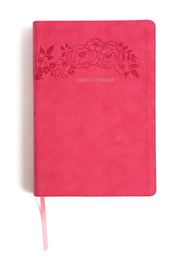 Cargue la imagen en el visor de la galería, Biblia RVR 1960, Letra Súper Gigante, con índice, símil piel fucsia floral
