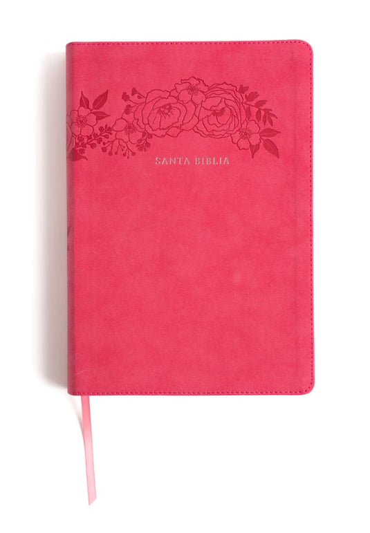 Biblia RVR 1960, Letra Súper Gigante, con índice, símil piel fucsia floral