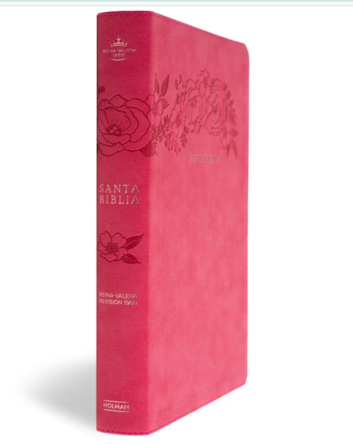Cargue la imagen en el visor de la galería, Biblia RVR 1960, Letra Súper Gigante, con índice, símil piel fucsia floral
