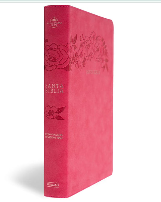 Biblia RVR 1960, Letra Súper Gigante, con índice, símil piel fucsia floral